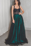 black-lace-double-straps-prom-dress-with-tulle-skirt
