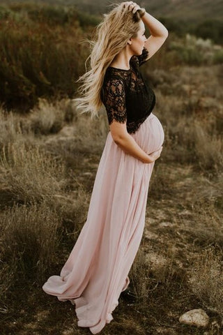 Black Lace Pregnant Evening Gown Maternity Dress for Photography Shoot   loveangeldress