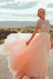 blush-tulle-rhinestones-prom-gowns-with-short-sleeves