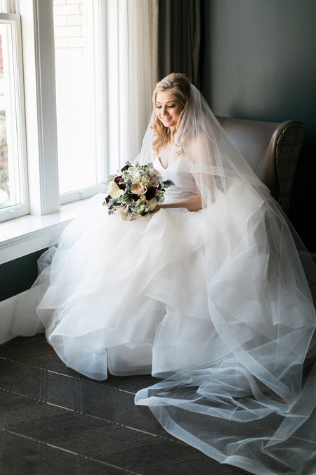 Cathedral Veil with Alencon Lace Edge Long Mantilla Veils