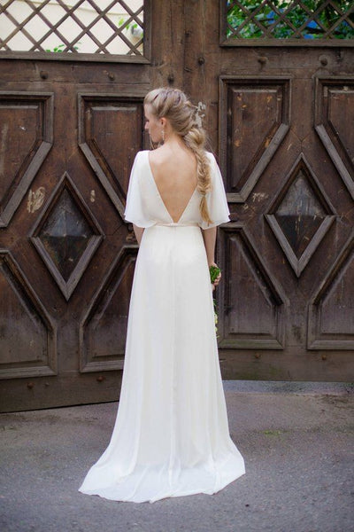 boat-neck-chiffon-summer-bridal-dresses-with-sleeves-2