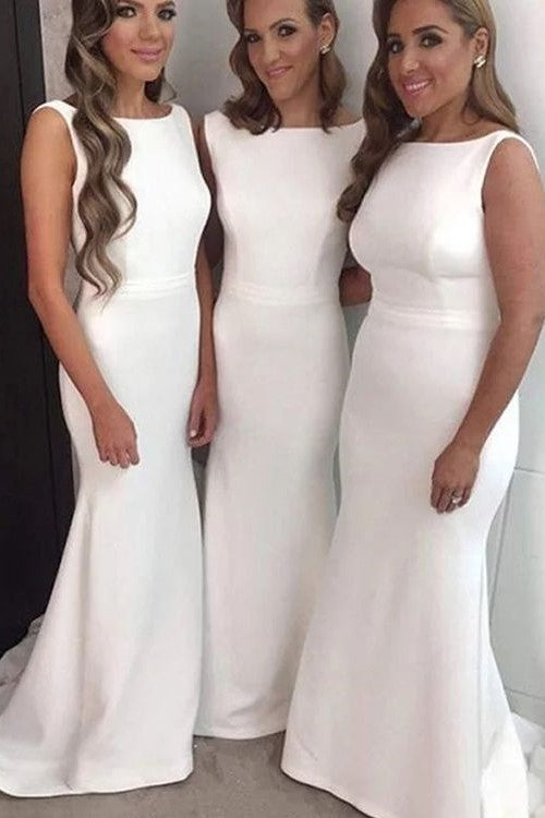Boat Neck Ivory Bridesmaid Wedding Party Dress Customized – loveangeldress