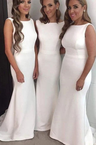 Boat Neck Ivory Bridesmaid Wedding Party Dress Customized – loveangeldress