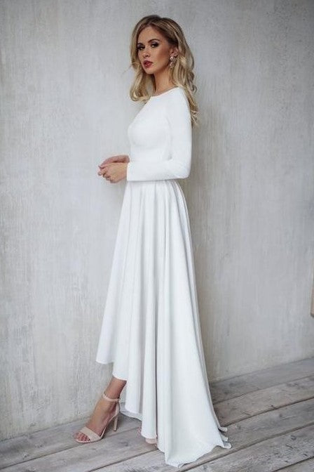 Spandex Long Sleeves Wedding Dresses with Tiered Tulle Skirt