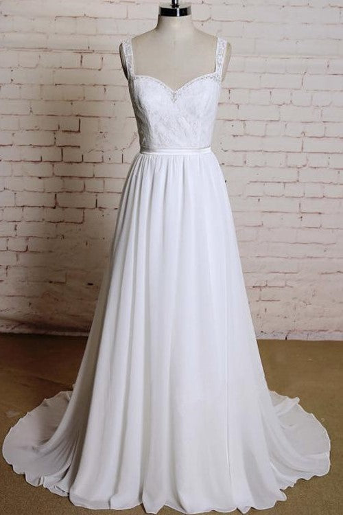 bohemian-lace-chiffon-wedding-dress-with-hollow-back