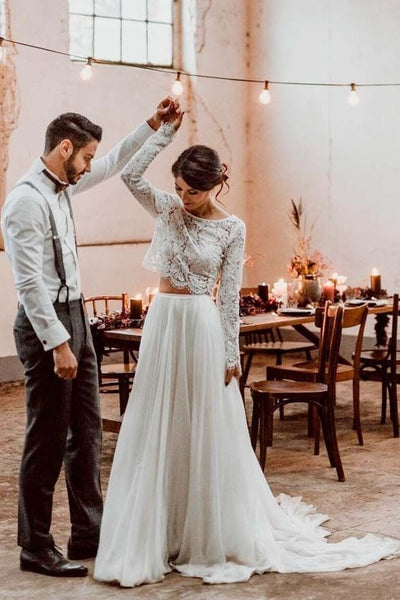 boho-lace-long-sleeves-wedding-gown-two-pieces