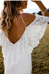 Boho Lace Wedding Gown with Off-the-shoulder Bodice