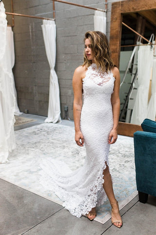 Boho Style Chic Lace Wedding Dress with Hollow Back – loveangeldress