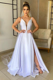 bright-white-satin-wedding-gowns-with-split-side