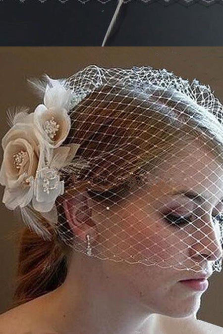 Appliqued Lace Trim Long Wedding Veil with Blusher