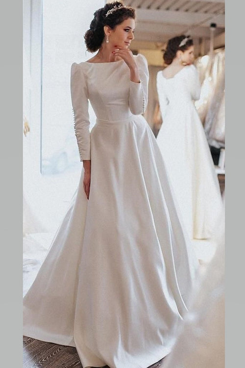 british-style-long-sleeves-wedding-dress-satin-train-brautkleider