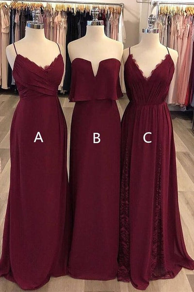 burgundy-chiffon-mismatched-bridesmaid-long-dresses-for-wedding-party