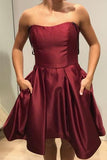 burgundy-satin-short-cocktail-party-dress-with-pockets