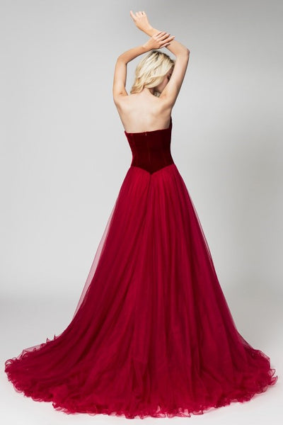 burgundy-velvet-evening-dresses-with-tulle-skirt-1