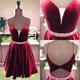 burgundy-velvet-homecoming-dress-short-plunging-v-neckline-2