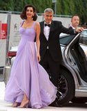 Amal Clooney Chiffon Lavender Celebrity Dresses Prom