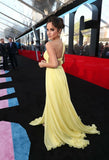 Becky G Yellow Chiffon Dress with Asymmetric Neckline