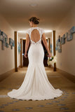cap-sleeves-lace-crepe-wedding-gown-with-sweep-train