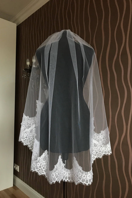 Two Tiers Ivory Tulle Bride Wedding Veil Cathedral