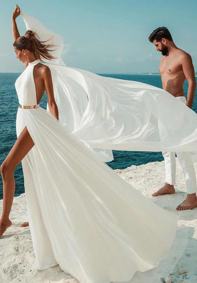 chic-chiffon-beach-wedding-gown-with-gold-belt-1