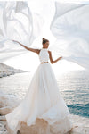 chic-chiffon-beach-wedding-gown-with-gold-belt