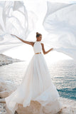 chic-chiffon-beach-wedding-gown-with-gold-belt