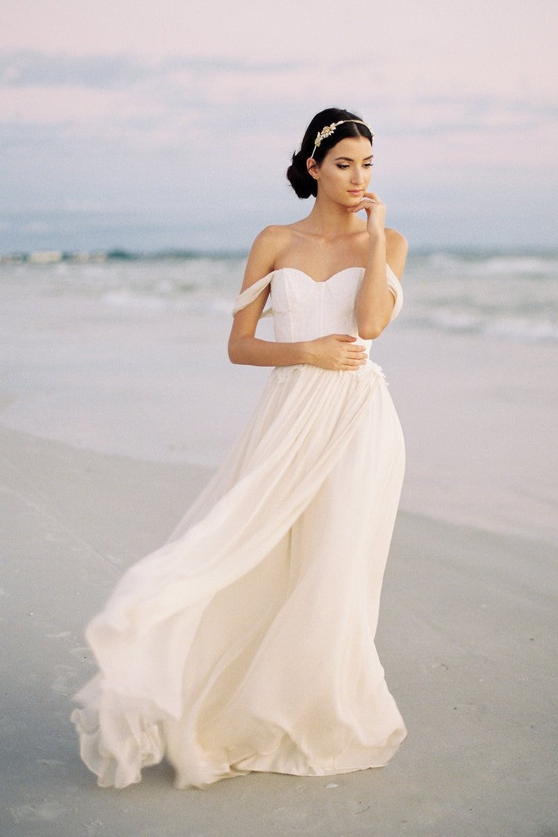 Chiffon Beach Wedding Dress with Lace Bodice – loveangeldress