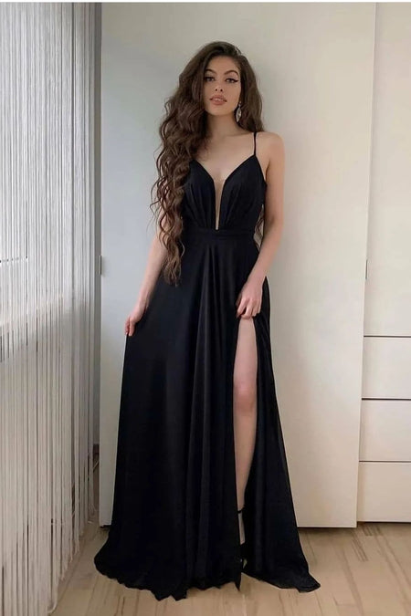 A-line Black Prom Dress with Off-the-shoulder