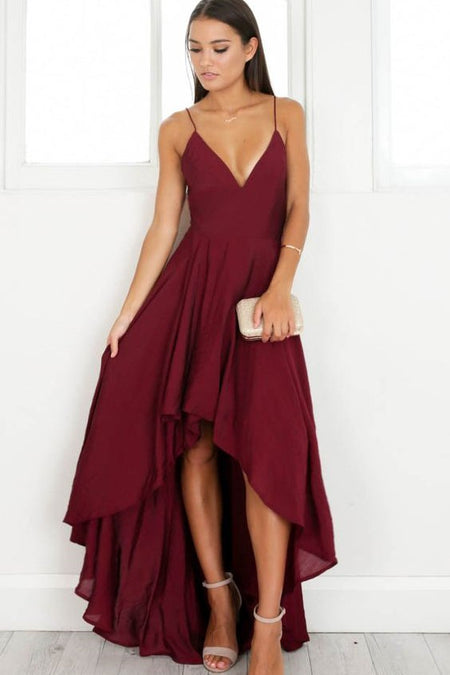 Burgundy Bridesmaid Long Dress for Wedding Party Lace Cap Sleeves