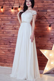 chiffon-floor-length-wedding-dress-with-lace-sleeves