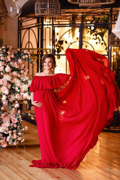 chiffon-long-red-maternity-gown-for-photography