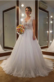 classic-lace-capped-sleeves-wedding-dresses-with-tulle-train