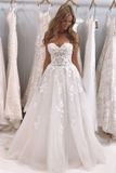 classic-strapless-appliques-wedding-gowns-tulle-skirt