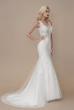 classic-v-neckline-mermaid-wedding-dresses-lace-bodice-2