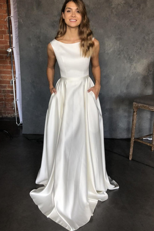 clean-satin-sleeveless-bridal-dresses-with-pockets