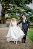 Clean Satin Wedding Dress with Stand Collar