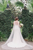 close-fitting-plunging-v-neck-satin-wedding-dress-gowns-with-detachable-cape