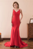 close-fitting-red-simple-prom-evening-dresses-with-pleated-train