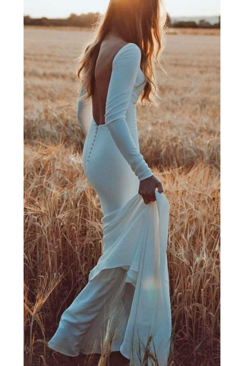 close-fitting-simple-long-sleeves-bridal-dresses-open-back