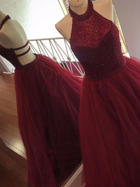 clustered-rhinestones-halter-prom-dress-burgundy-tulle-skirt-4
