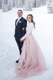 contrast-color-snow-wedding-dresses-lace-long-sleeves-1