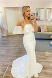 Cool Bride Dress with Off-the-shoulder Flounce Bodice