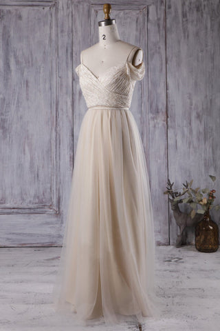 cream lace bridesmaid dresses Cream Lace and Tulle Bridesmaid Gowns with Off-the-shoulder – loveangeldress