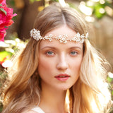 Crystal Freshwater Bridal Hair Vine Gold Wedding Hair Accessory