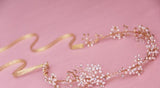 Crystal Freshwater Bridal Hair Vine Gold Wedding Hair Accessory