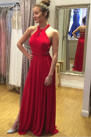 double slit dress red Fafi Double Slit Open Back Gown