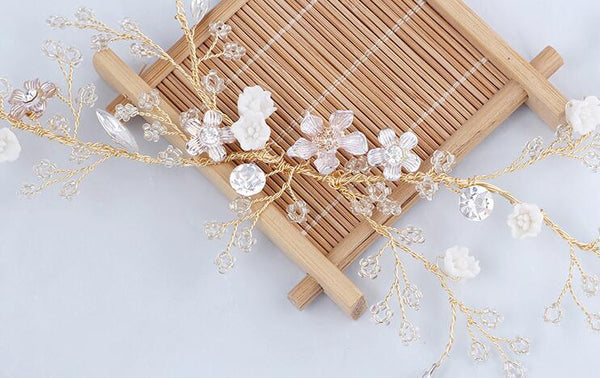 Crystals Wedding Headpiece Rhinestones Flower Bridal Hairpin Chuck Jewelry