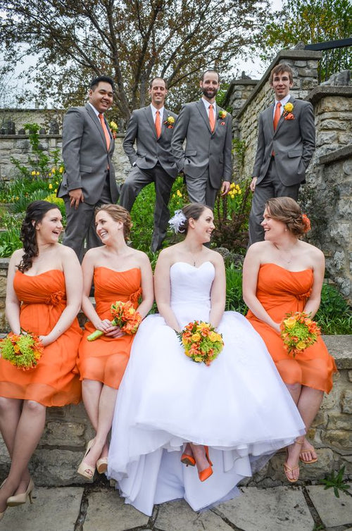curve-strapless-chiffon-orange-bridesmaid-dress-short