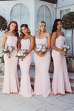 curved-strapless-light-pink-bridesmaid-dresses-floor-length
