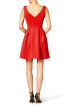 Curved V-neck Satin Red Homecoming Dresses 2020 Mini Gown